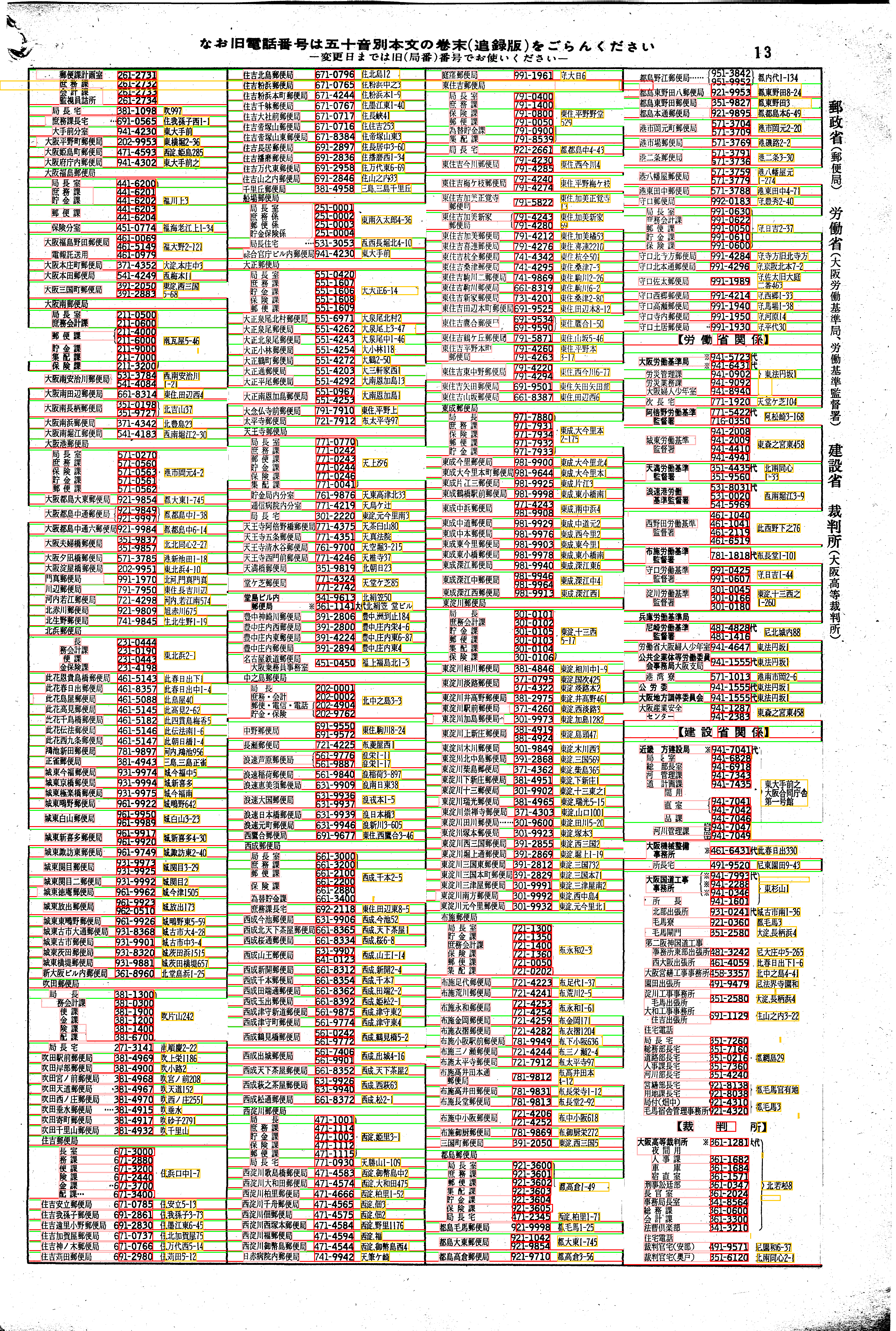 昭和38年2月1日現在大阪市50音別電話番号簿 17ページ全体