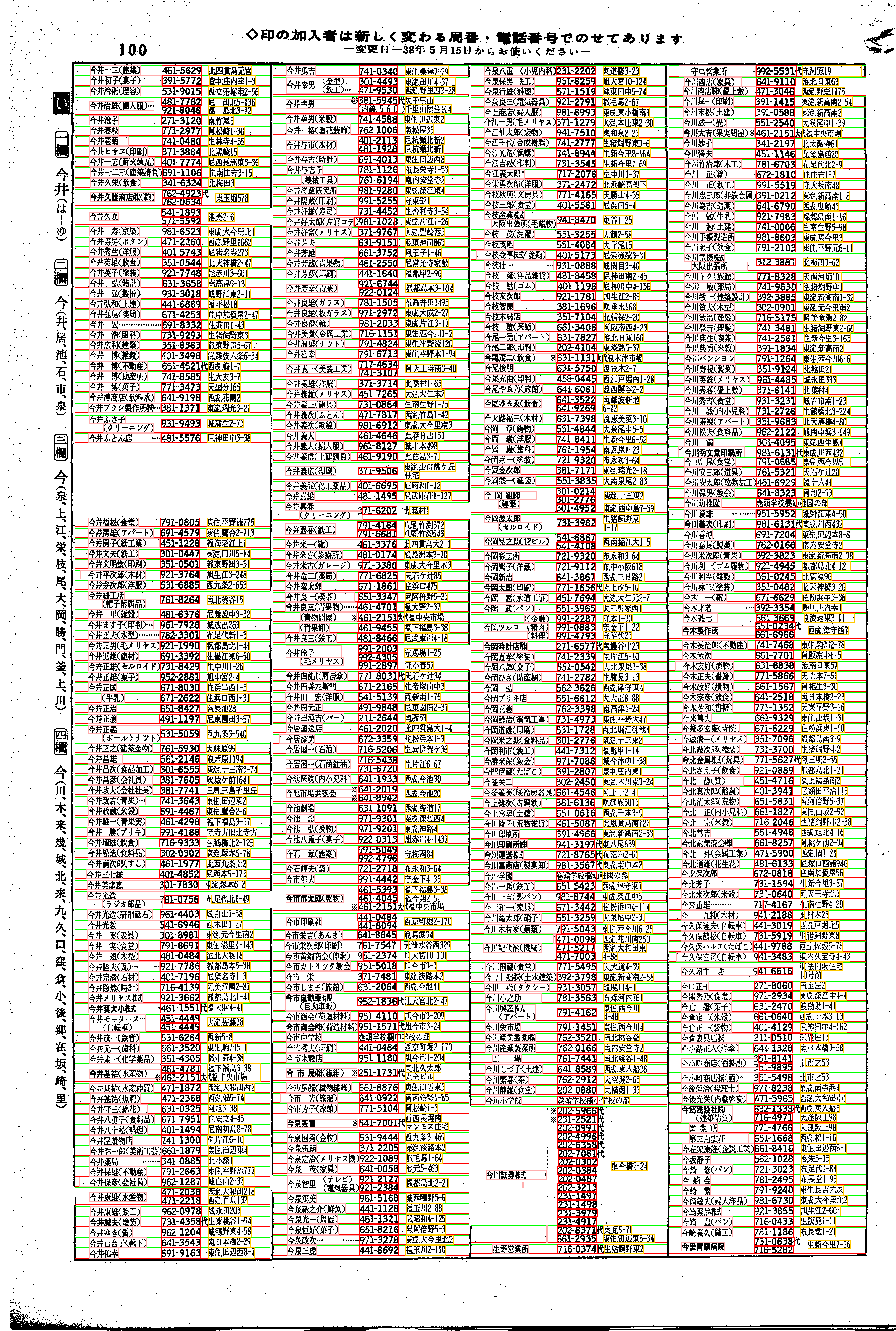 昭和38年2月1日現在大阪市50音別電話番号簿 108ページ全体