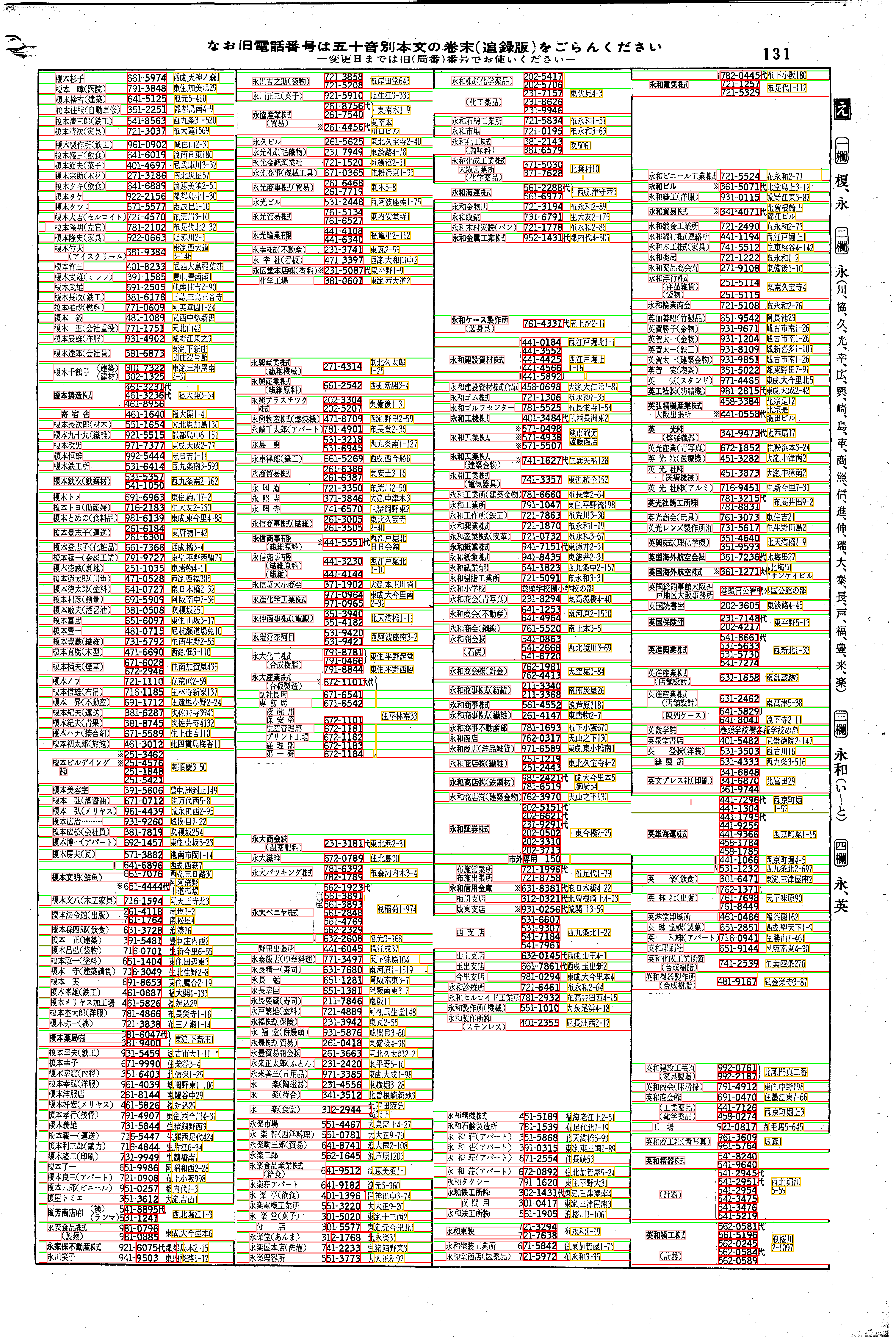 昭和38年2月1日現在大阪市50音別電話番号簿 139ページ全体