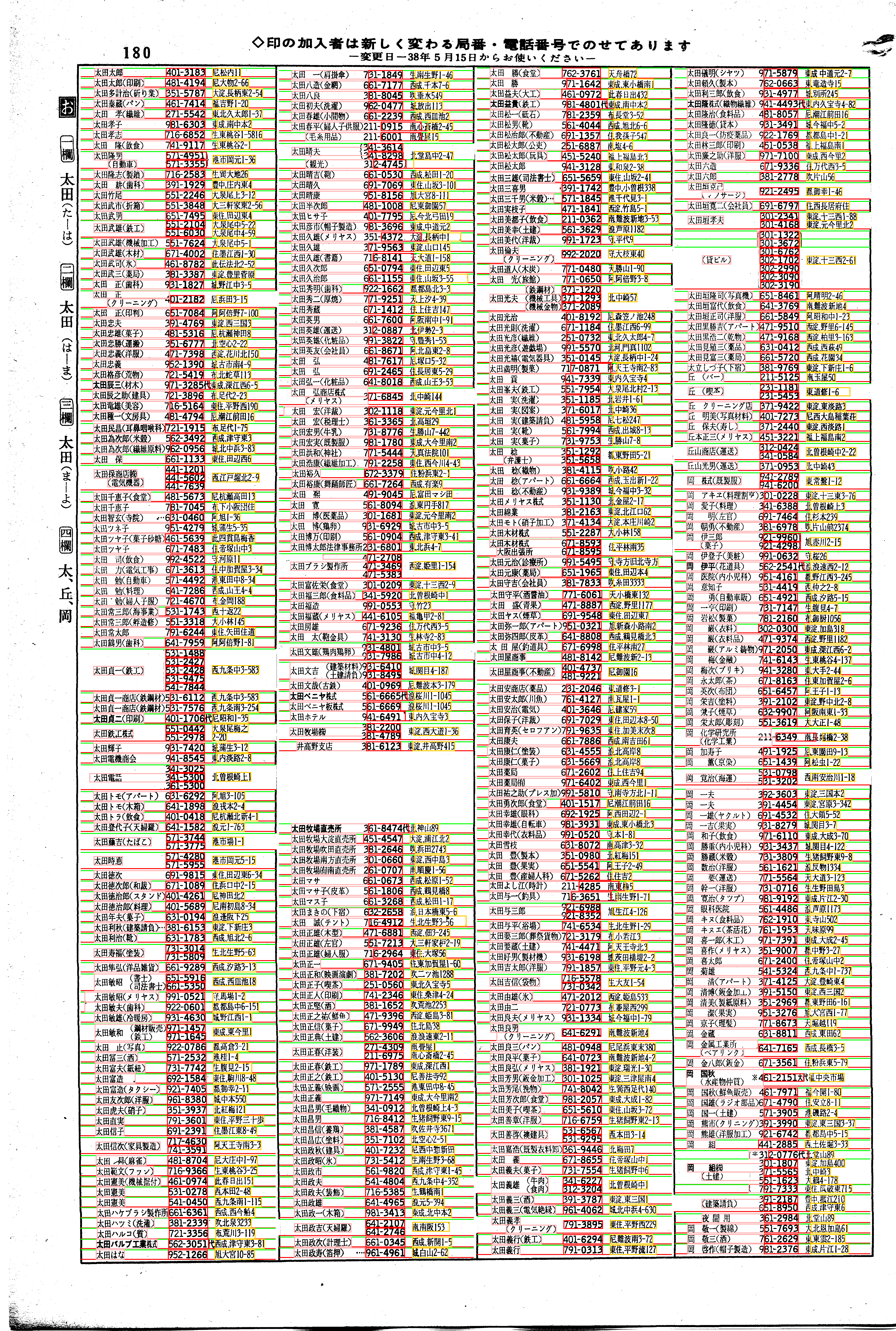 昭和38年2月1日現在大阪市50音別電話番号簿 188ページ全体