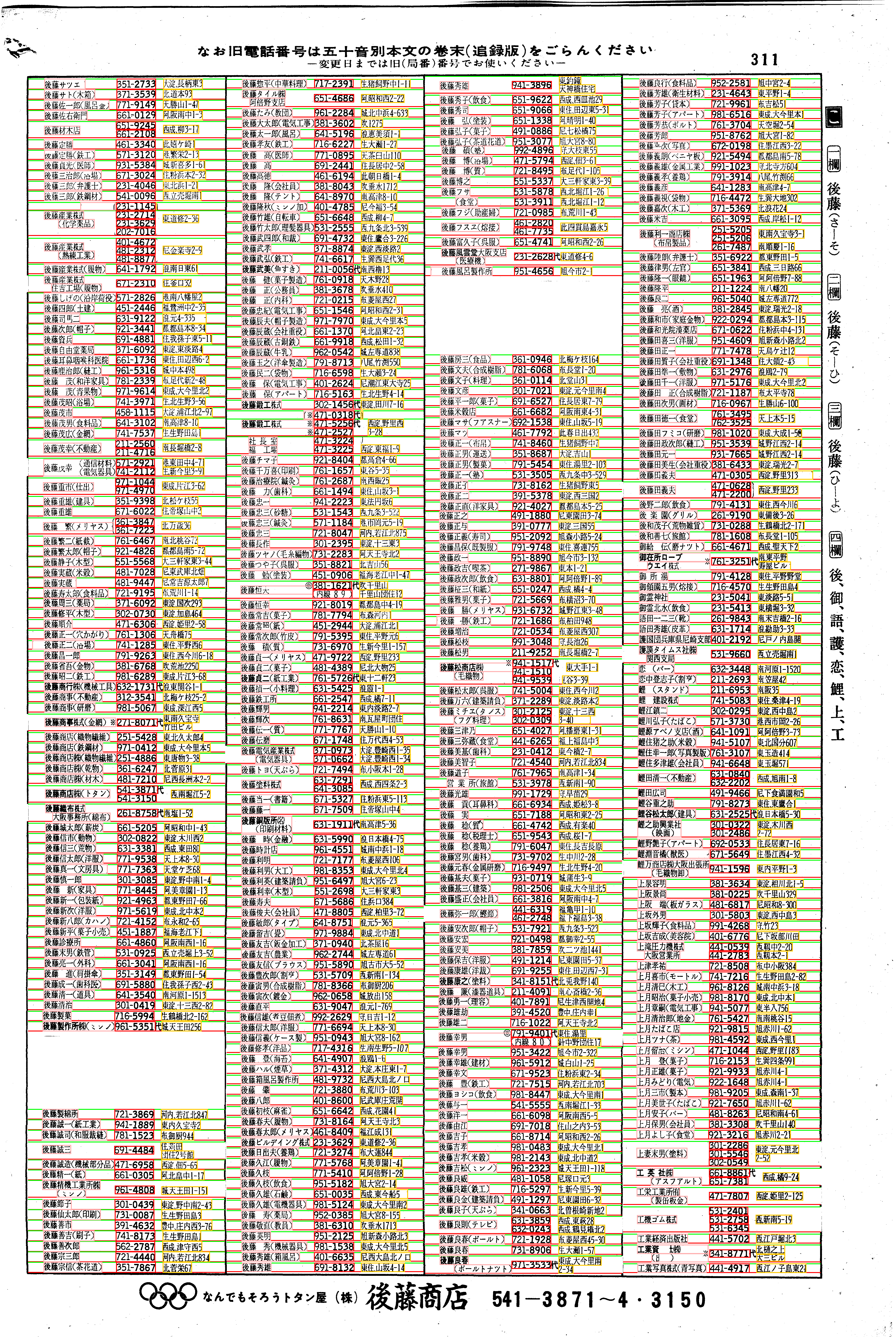 昭和38年2月1日現在大阪市50音別電話番号簿 323ページ全体