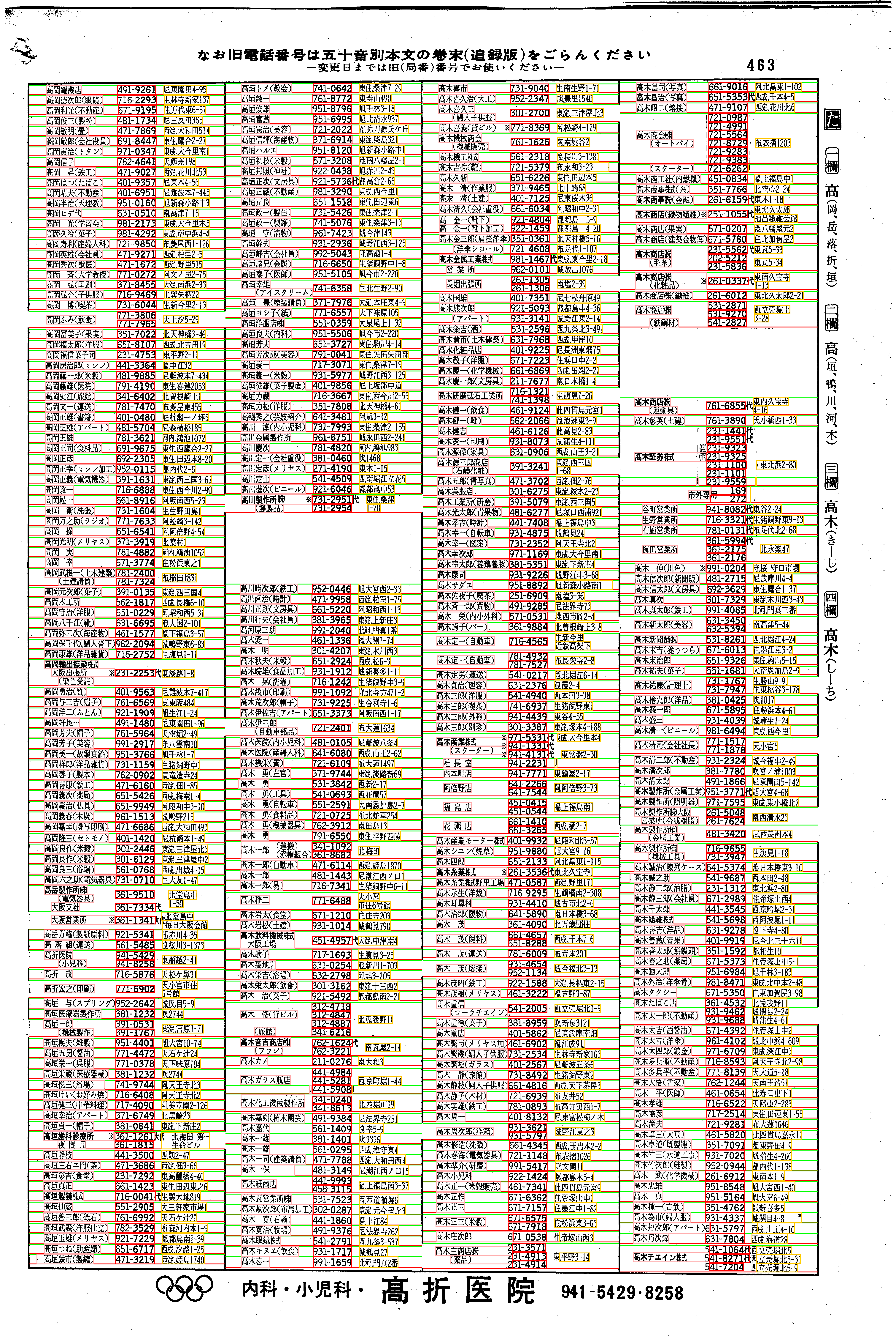 昭和38年2月1日現在大阪市50音別電話番号簿 483ページ全体