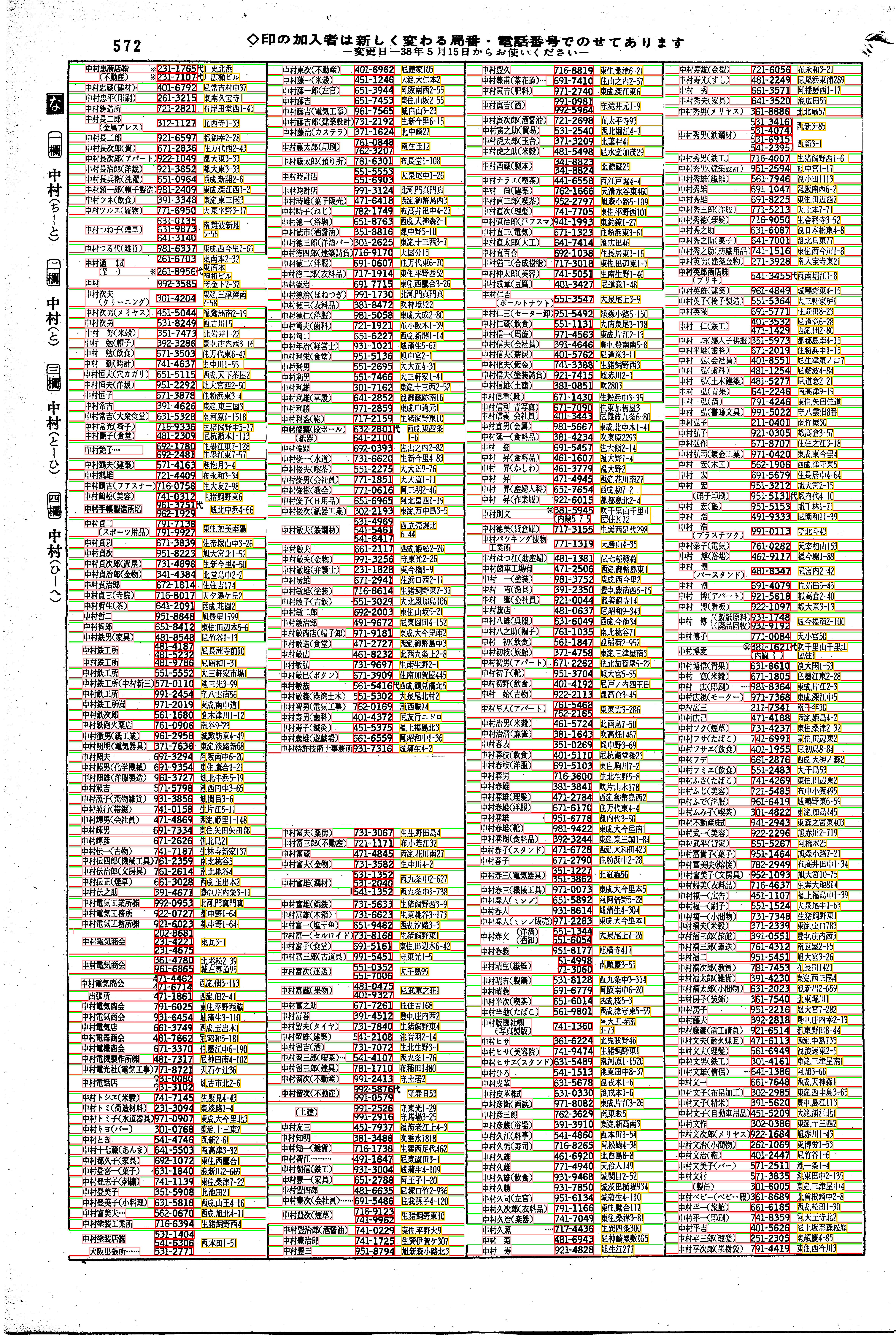 昭和38年2月1日現在大阪市50音別電話番号簿 594ページ全体