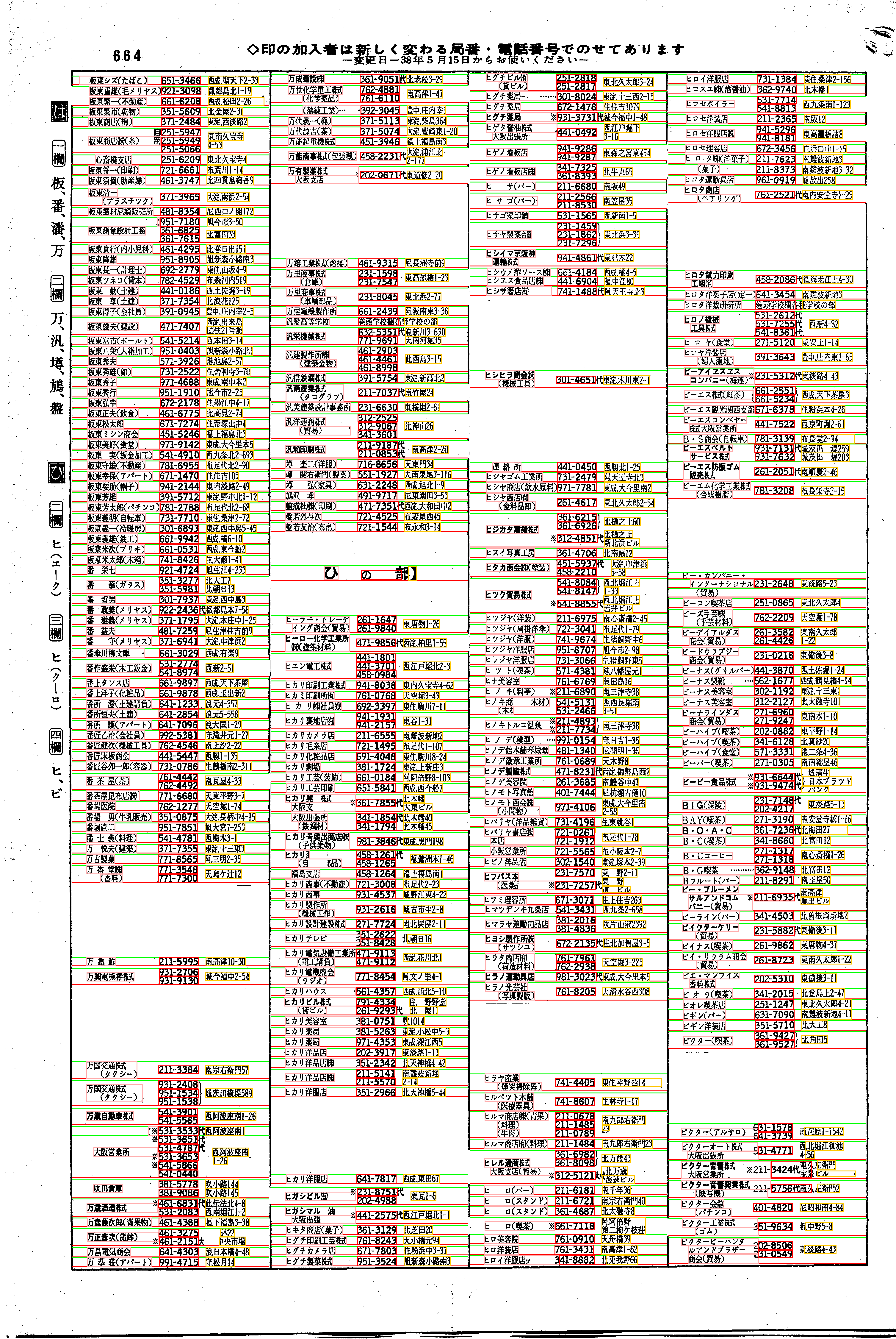 昭和38年2月1日現在大阪市50音別電話番号簿 690ページ全体