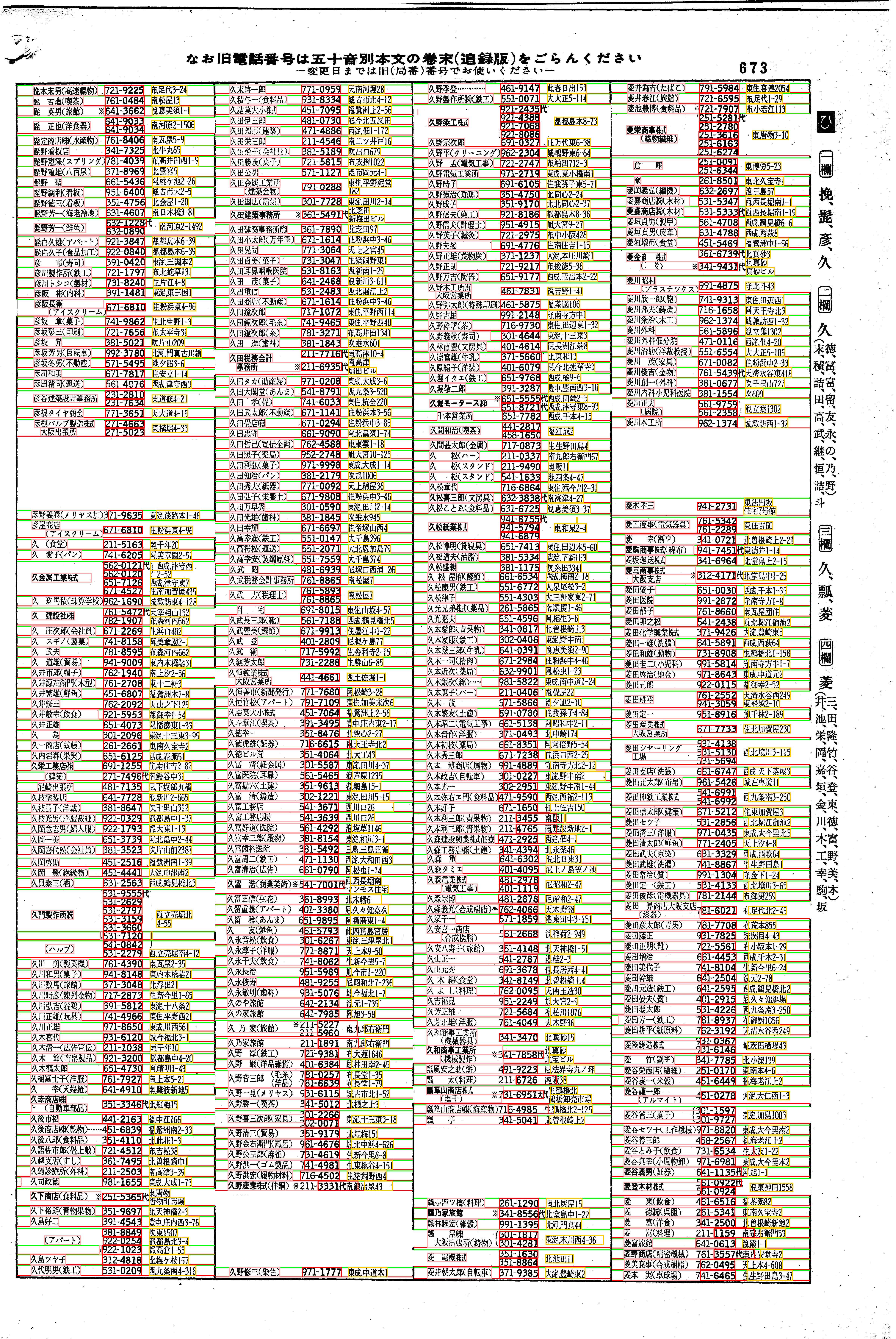 昭和38年2月1日現在大阪市50音別電話番号簿 699ページ全体
