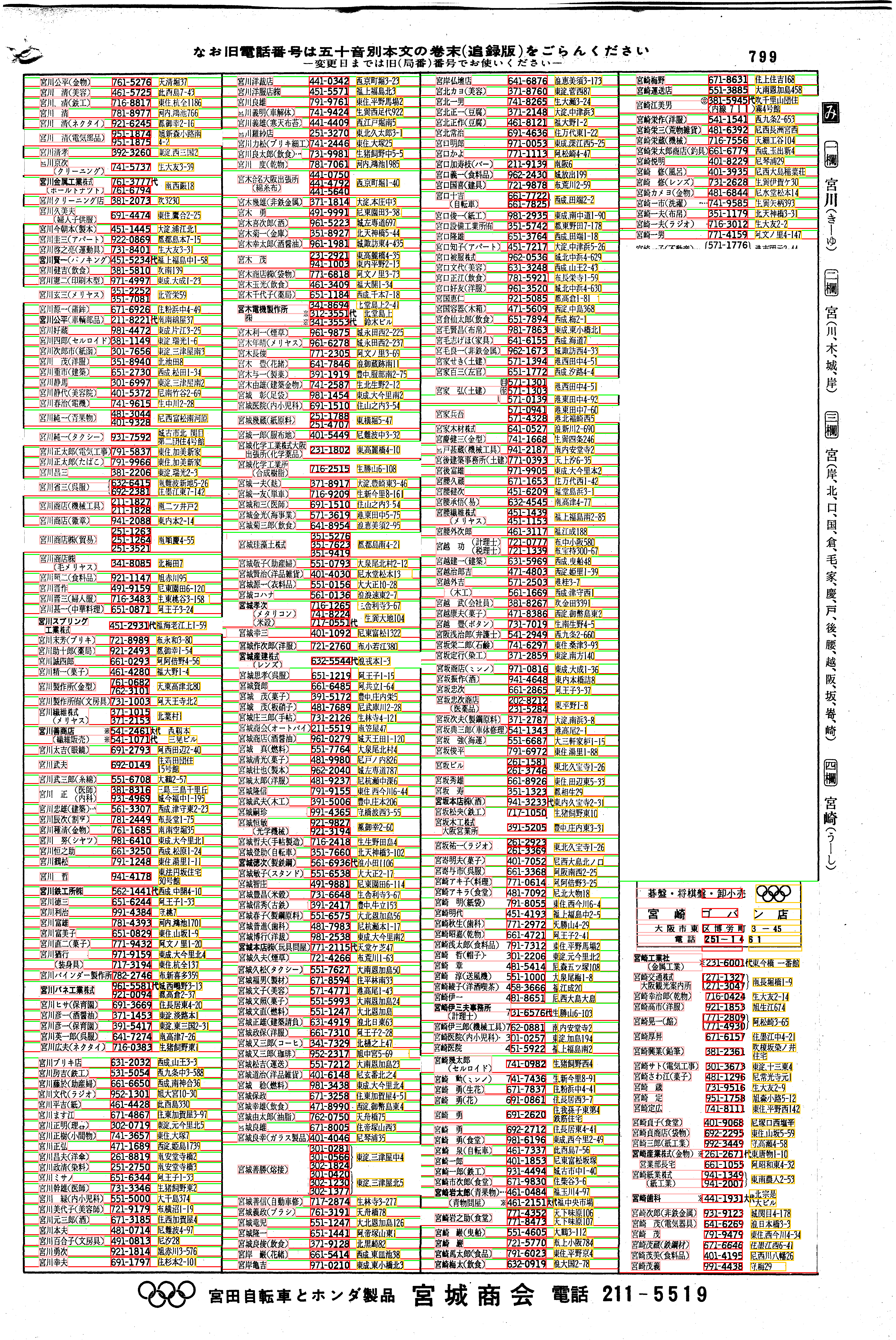 昭和38年2月1日現在大阪市50音別電話番号簿 827ページ全体