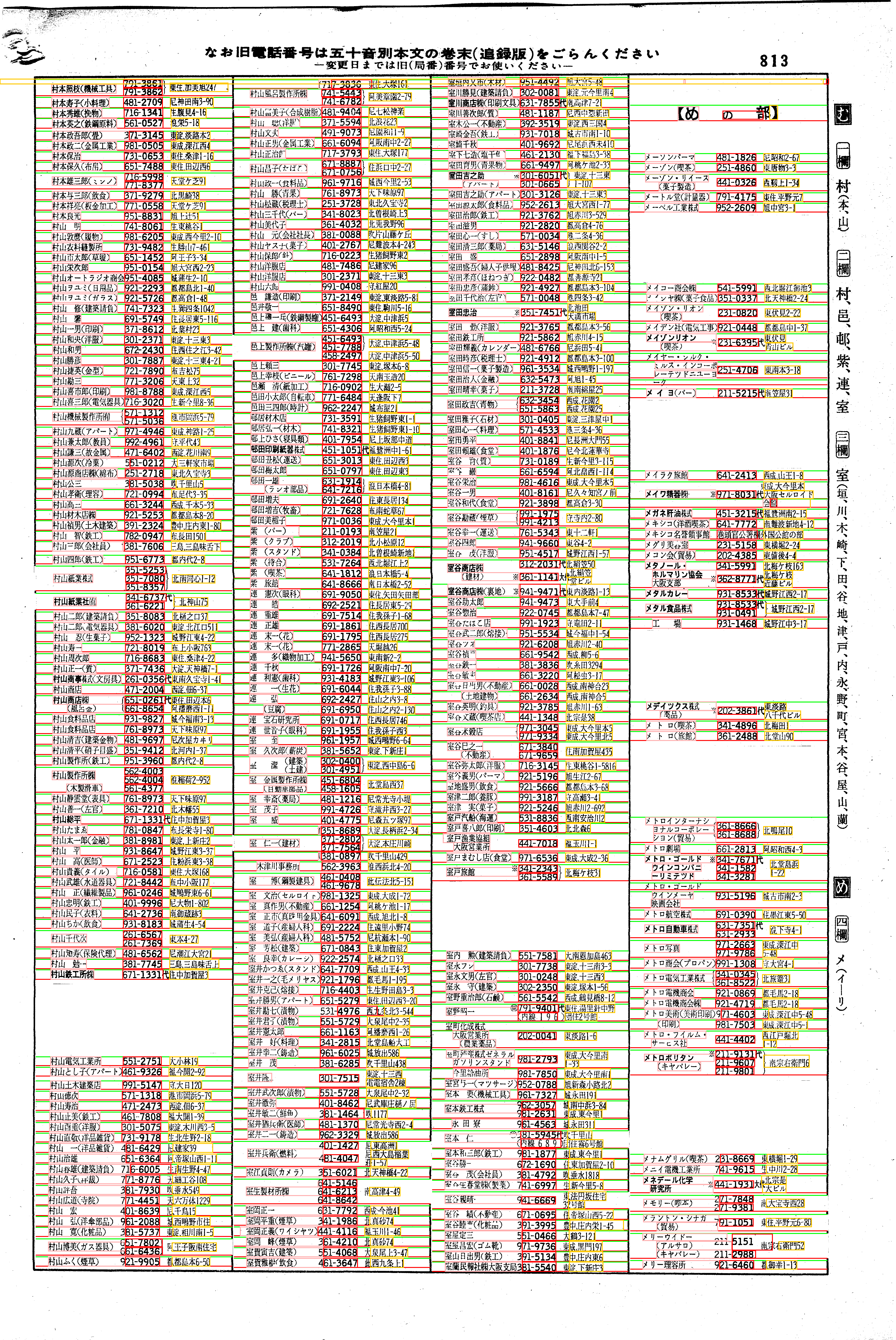 昭和38年2月1日現在大阪市50音別電話番号簿 841ページ全体