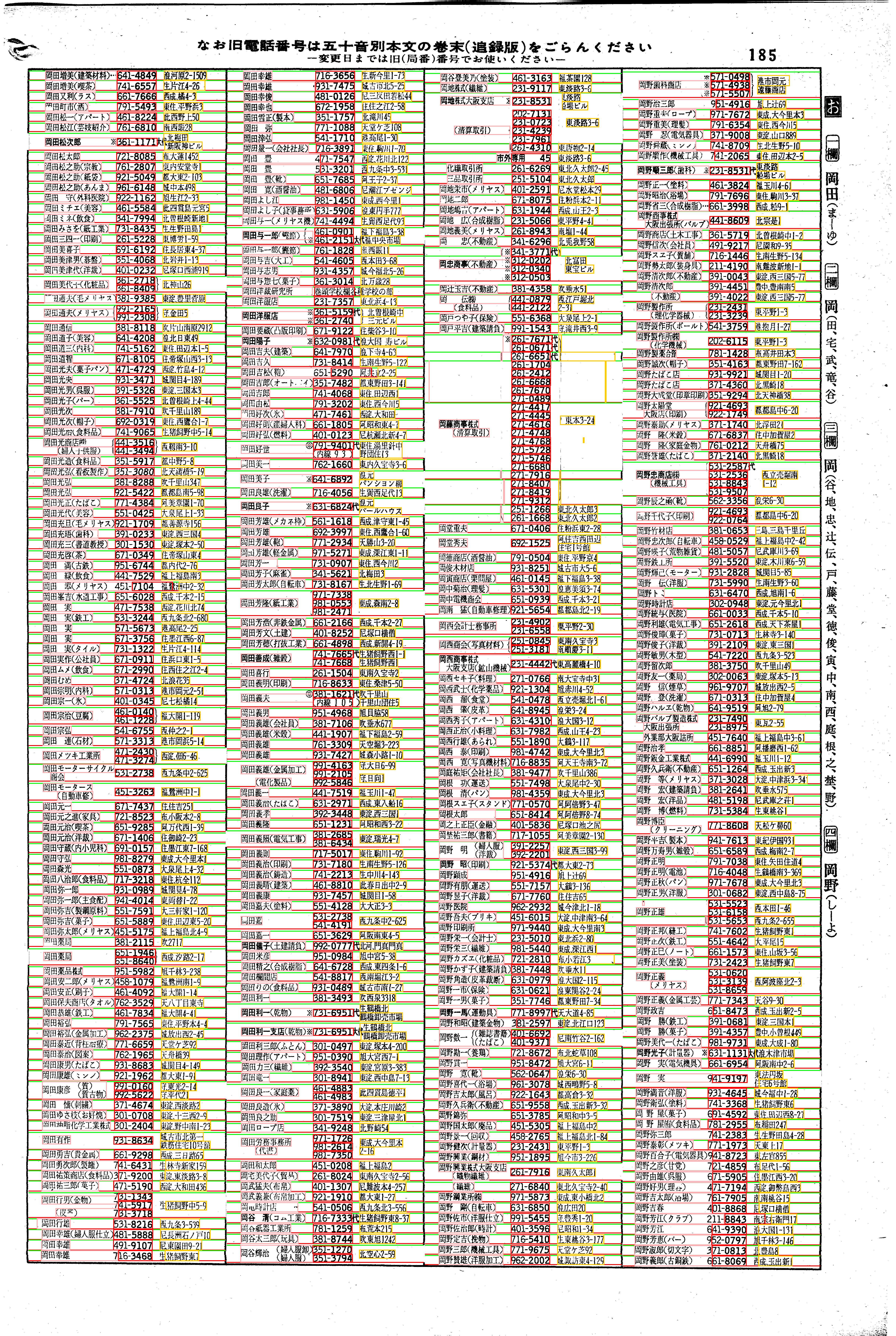 昭和38年2月1日現在大阪市50音別電話番号簿 193ページ全体