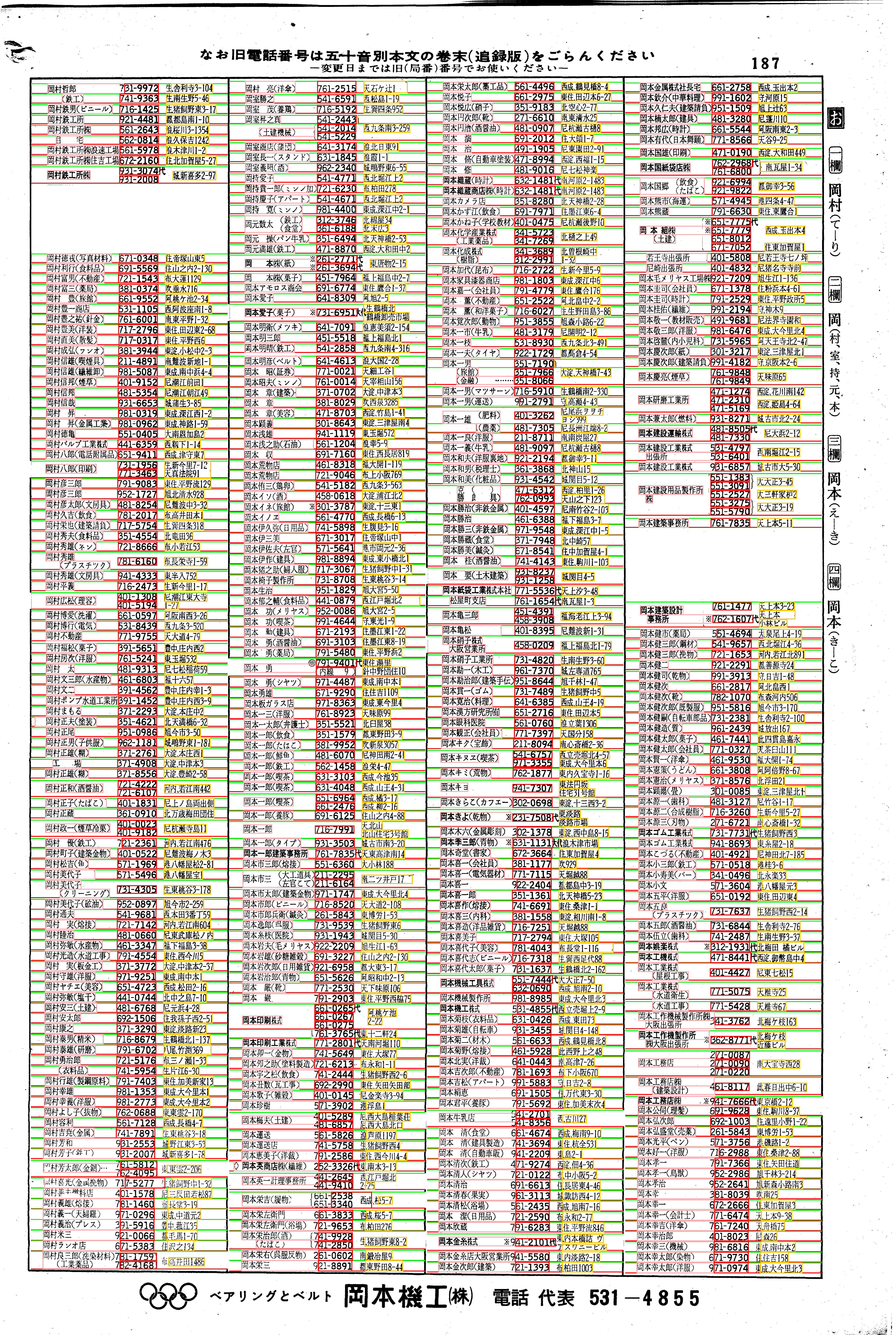 昭和38年2月1日現在大阪市50音別電話番号簿 195ページ全体