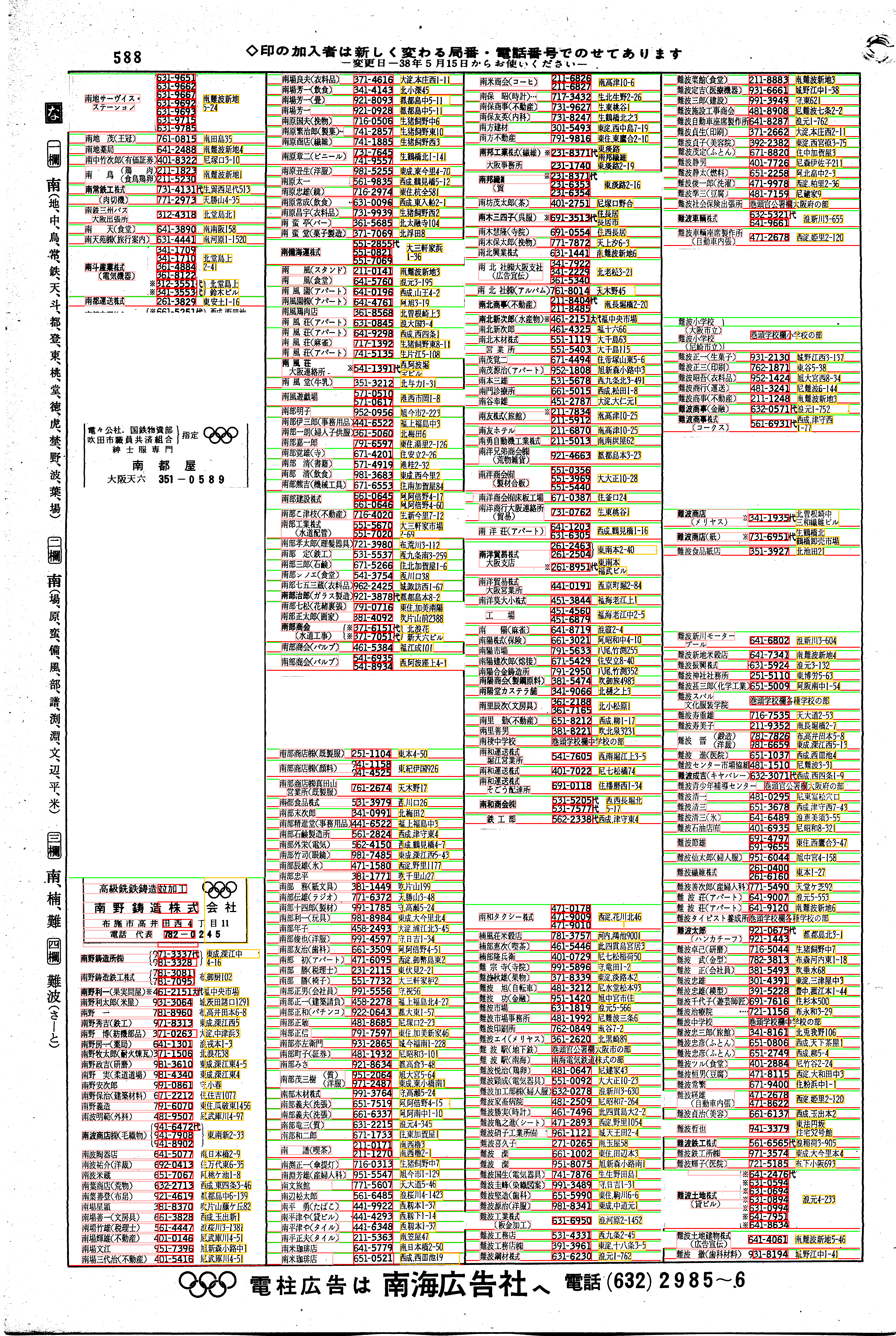 昭和38年2月1日現在大阪市50音別電話番号簿 610ページ全体